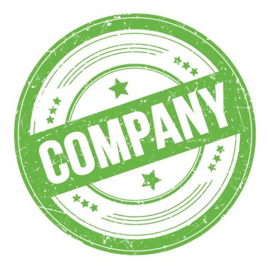 Yeşil yuvarlak grungy doku damgası üzerine şirket metni.