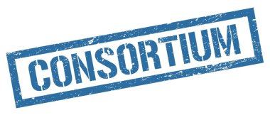 CONSORTIUM mavi grungy dikdörtgen mühür işareti.