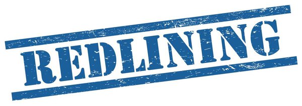 REDLINING text on blue grungy rectangle vintage stamp.