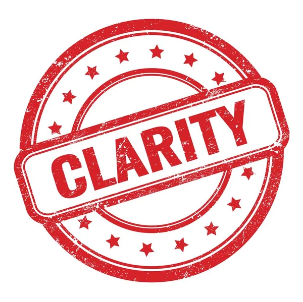 Kırmızı grungy vintage yuvarlak kauçuk damga üzerine CLARITY metin.