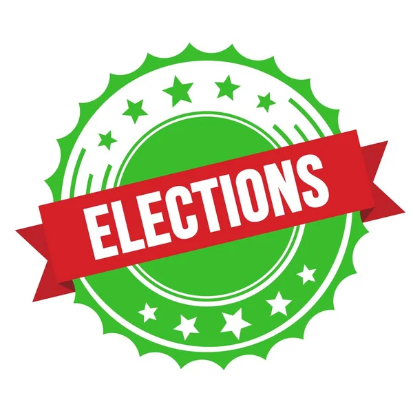 Elections Text Red Green Ribbon Badge Stamp — Stock Photo, Image