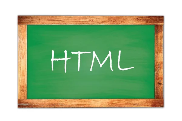 Html Text Written Green Wooden Frame School Blackboard — Stock Photo, Image