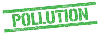 Yeşil grungy dikdörtgen damga işareti üzerinde POLUTION metin.