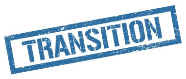 TRANSITION mavi grungy dikdörtgen mühür işareti.