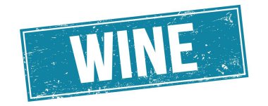 Mavi grungy dikdörtgen mühür işareti üzerinde şarap metni.