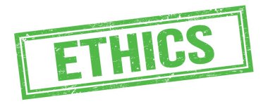 Yeşil grungy vintage dikdörtgen damgalı ETHICS metni.