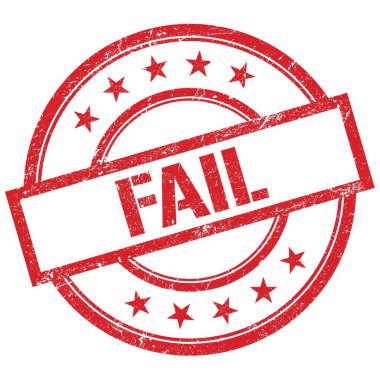 Kırmızı yuvarlak vintage kauçuk damga üzerine yazılmış başarısız metin.