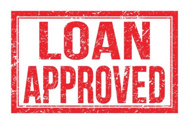 LOAN Onaylandı, kırmızı dikdörtgen mühür işareti üzerine yazılan kelimeler