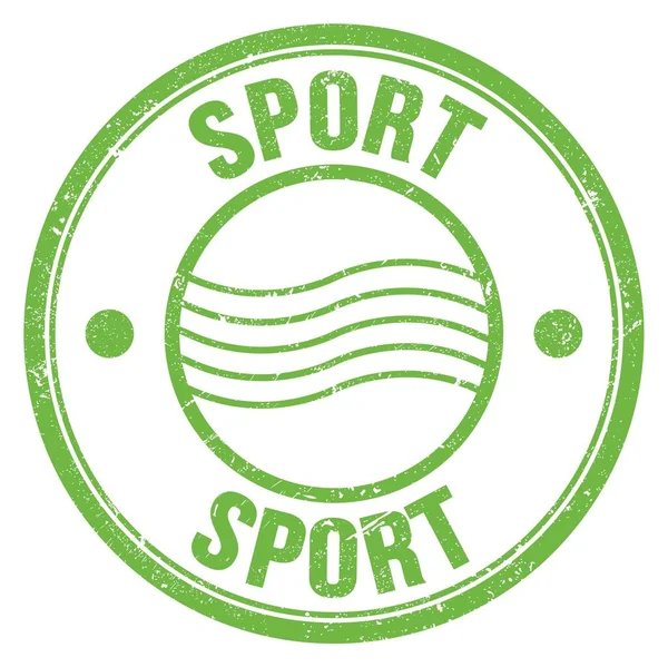 Sport Słowo Napisane Zielonym Okrągłym Znaku Znaczka Pocztowego — Zdjęcie stockowe