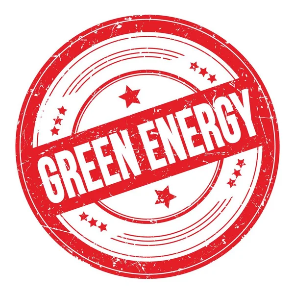 Green Energy Text Auf Rotem Runden Grungy Textur Stempel — Stockfoto