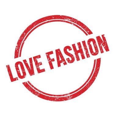Bayılırım FASHION metni kırmızı grungy vintage yuvarlak pul üzerine yazılmış.