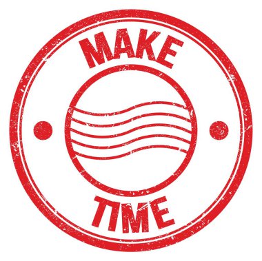 Kırmızı yuvarlak posta damgası üzerinde Zaman metni oluştur