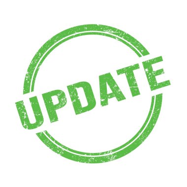 Yeşil grungy vintage yuvarlak pulu üzerine yazılmış UPDATE metni.