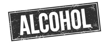 Siyah grungy dikdörtgen damga işareti üzerindeki ALCOHOL metni.
