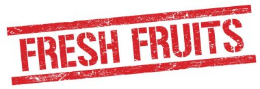 FRESH FRUITS kırmızı grungy dikdörtgen mühür işareti üzerinde metin.