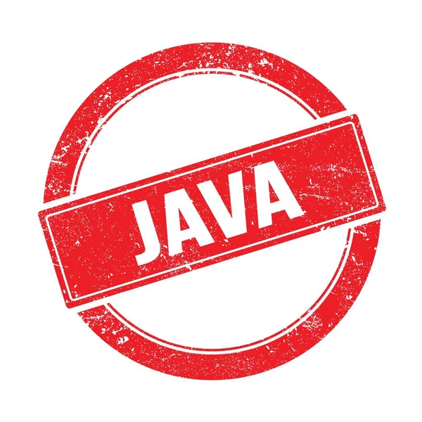 Текст Java Красной Граненой Круглой Винтажной Марке — стоковое фото