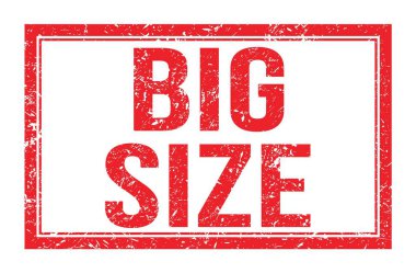 Büyük SIZE, kırmızı dikdörtgen mühür işareti üzerine yazılmış kelimeler