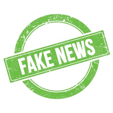 Yeşil grungy yuvarlak vintage pul üzerine sahte haber metni.