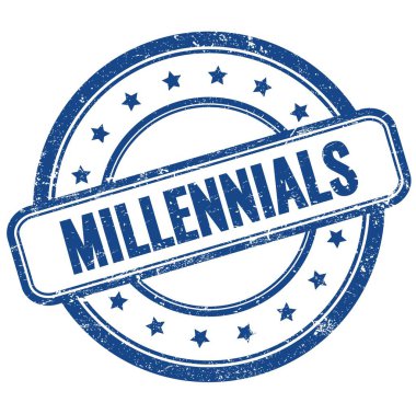 MILLENNIALS metin mavi vintage grungy yuvarlak kauçuk damga.
