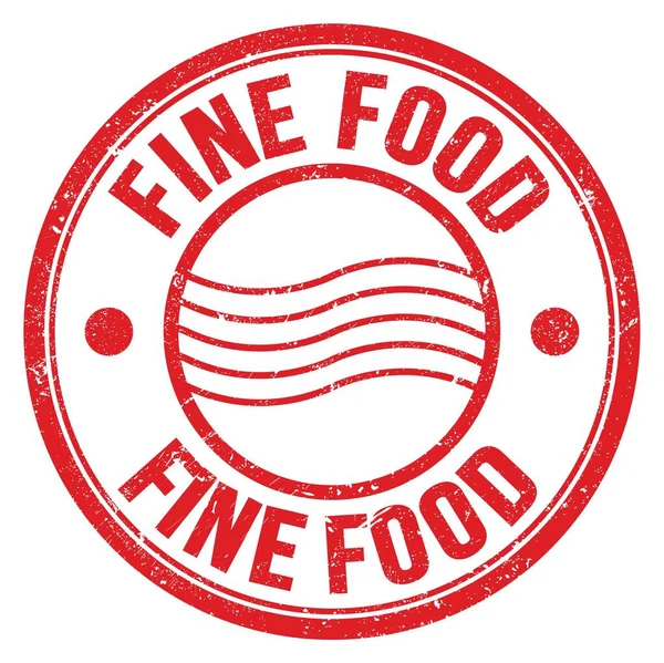 Fine Food Palabra Escrita Rojo Redondo Sello Postal — Foto de Stock