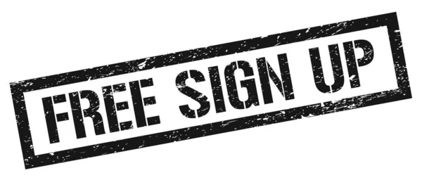 無料サインアップ黒のグランジ四角形切手サイン — ストック写真