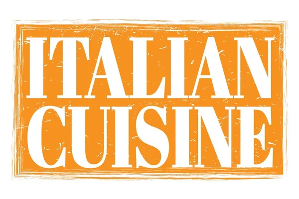 Italian Cuisine Words Written Orange Grungy Stamp Sign — Stock Photo, Image