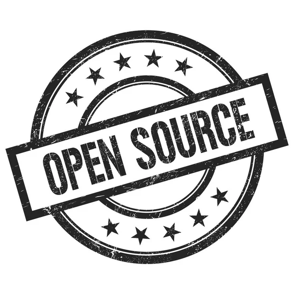 Текст Open Source Написаний Чорному Круглому Вінтажному Гумовому Штампі — стокове фото