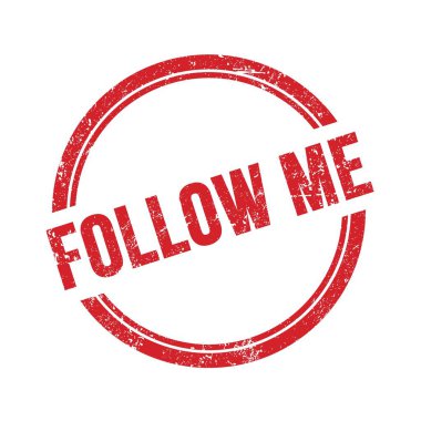 FOLLOW ME yazı kırmızı grungy vintage yuvarlak pul üzerine yazılmış.