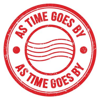 Zaman kırmızı yuvarlak posta damgasında yazan kelimelerle geçtikçe