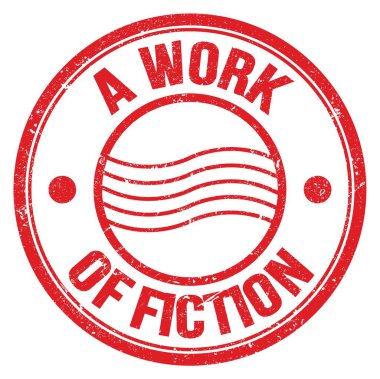 Kırmızı yuvarlak posta pulu işareti üzerine yazılmış bir FICTION metni