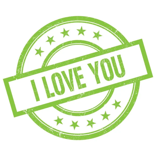 Love You Text Written Green Vintage Rubber Stamp — Stock Photo, Image