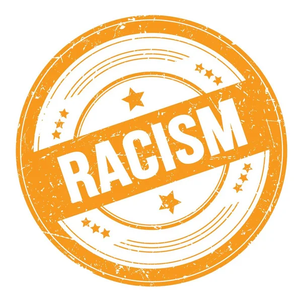 Racism Text Orange Grungy Texture Stamp — Stock Photo, Image