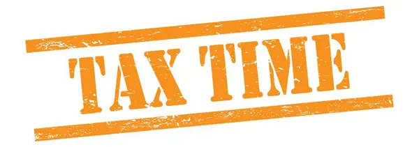 Tax Time Szöveg Narancssárga Grungy Vintage Gumibélyegző — Stock Fotó