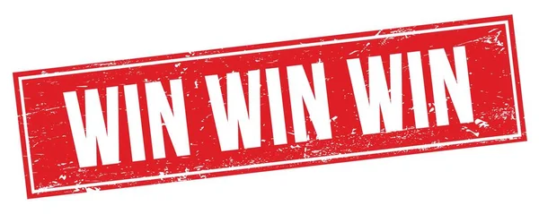 Win Win Win Text Auf Rotem Grungy Rechteck Stempelschild — Stockfoto