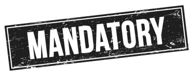 Siyah grungy dikdörtgen damga işareti üzerinde MANDATORY metin.