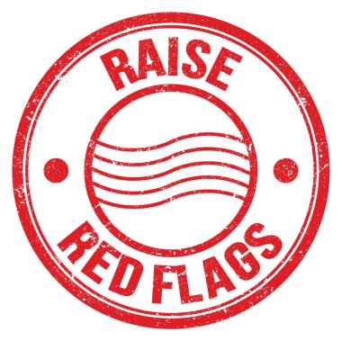 Kırmızı yuvarlak posta pulu işareti üzerine yazılmış Kırmızı FLAG metni yükselt