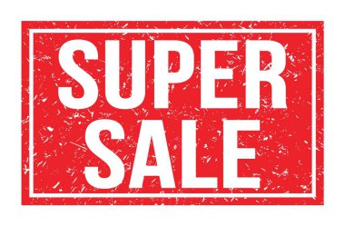 Süper Satış, kırmızı dikdörtgen mühür işareti üzerine yazılmış kelimeler