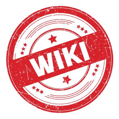 WIKI metin üzerinde kırmızı yuvarlak grungy doku damgası.