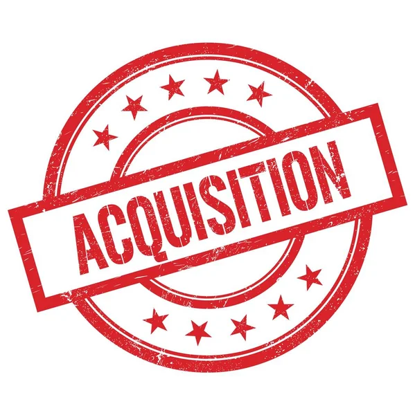 Kırmızı, yuvarlak, lastik damgalı ACQUISION metni.