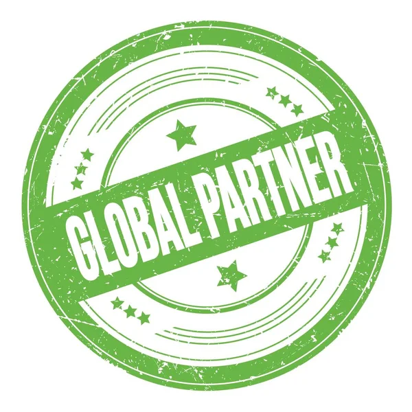 Текст Global Partner Марці Текстури Зеленого Круглого Гранжевого Кольору — стокове фото