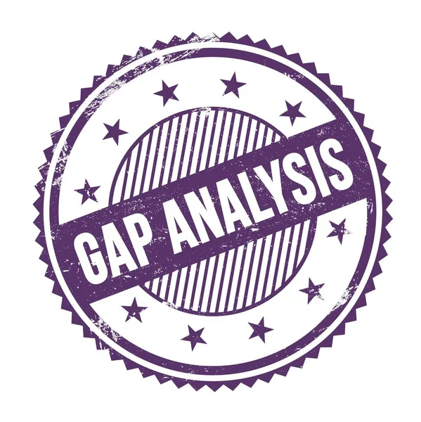 Mor indigo grungy zig zag kenarları üzerine yazılmış GAP ANALYSIS metni.
