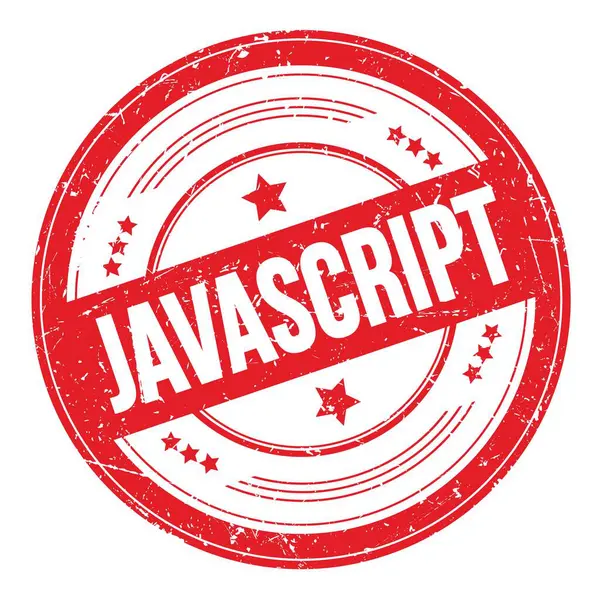 Kırmızı yuvarlak grungy desen damgası üzerine JAVASCRIPT metin.