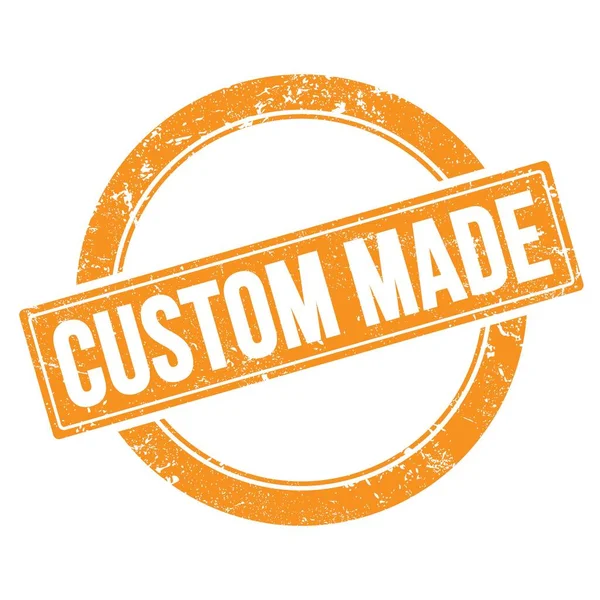 Custom Made Texto Laranja Grungy Rodada Carimbo Vintage — Fotografia de Stock