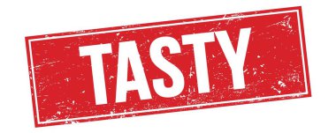 Kırmızı grungy dikdörtgen damga işareti üzerinde lezzet metni.