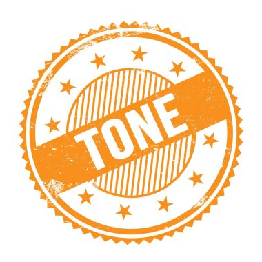 Turuncu grungy zig zag kenarları yuvarlak mühür üzerine yazılmış ton metni.