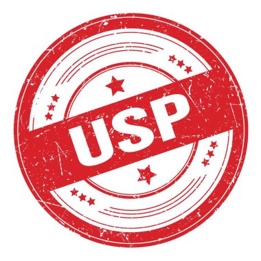 Kırmızı yuvarlak grungy doku damgası üzerine USP metin.