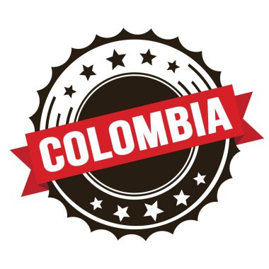 Kırmızı kahverengi rozet damgasında COLOMBIA metni.