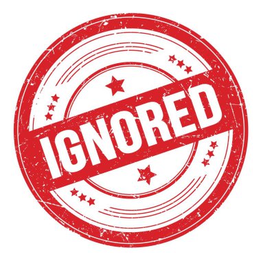 Kırmızı yuvarlak grungy desen damgalı IGNORED metin.