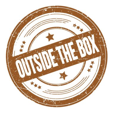 Kahverengi yuvarlak dokuma damgası üzerindeki kutu metni.