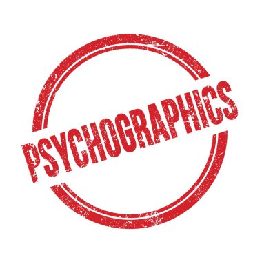 Kırmızı grungy vintage yuvarlak pul üzerine yazılmış PSYCHOGRAPHICS metni.